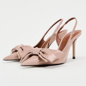ZARA NEW WOMAN HIGH-HEEL SLINGBACK SHOES WITH BOW
